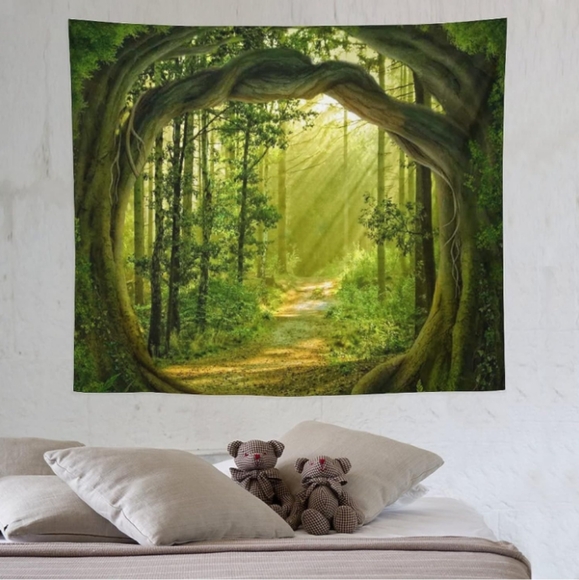 Forest Portal Path Tree Tapestry Trees Woods Pathway Big Wall Hanging Landscape
